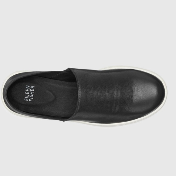 Eileen Fisher Black Leather Slip On Sneakers Women Size 6 - Picture 8 of 9
